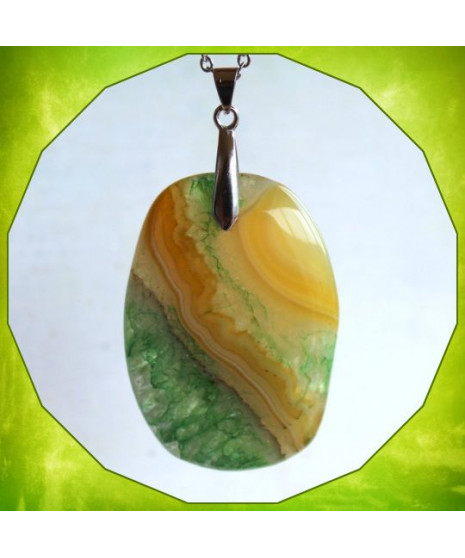 Pendentif Agate vert et jaune