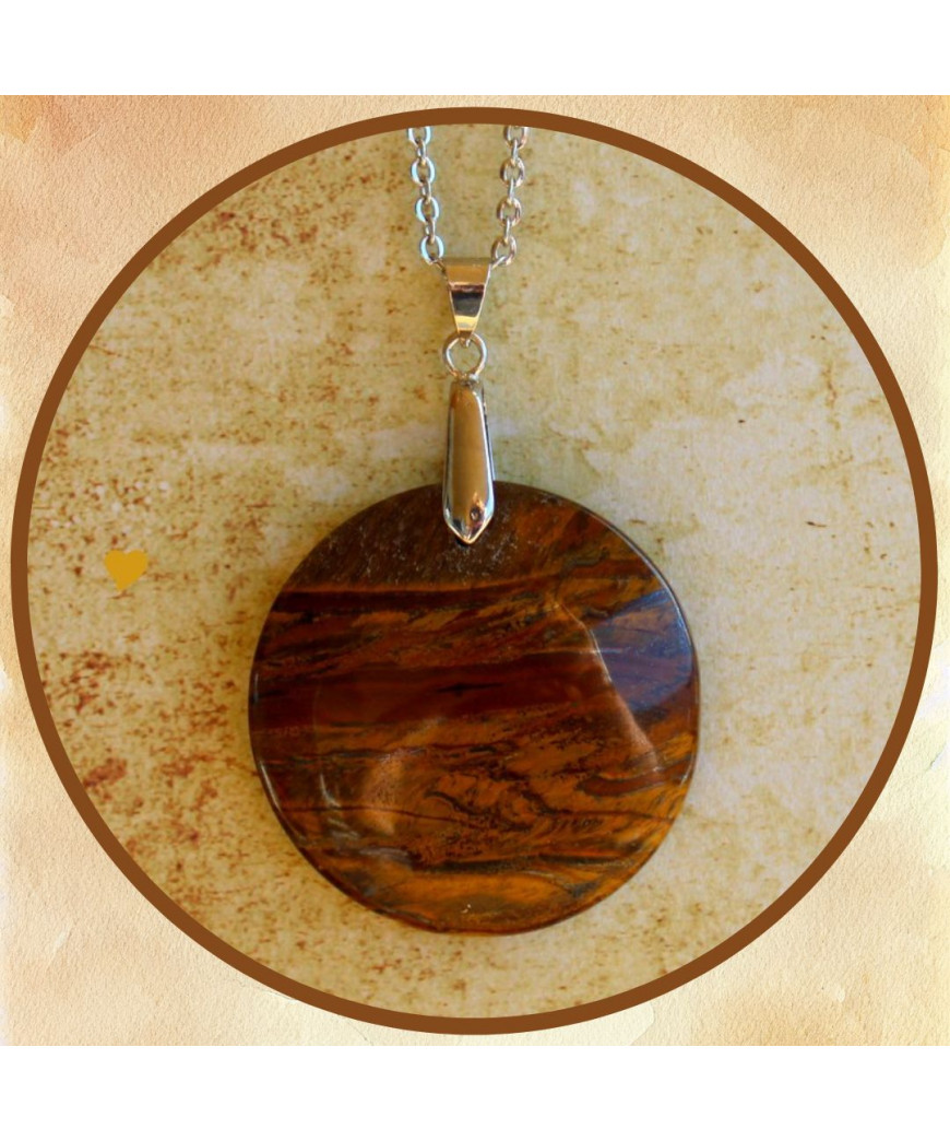 Pendentif rond en Œil de Tigre