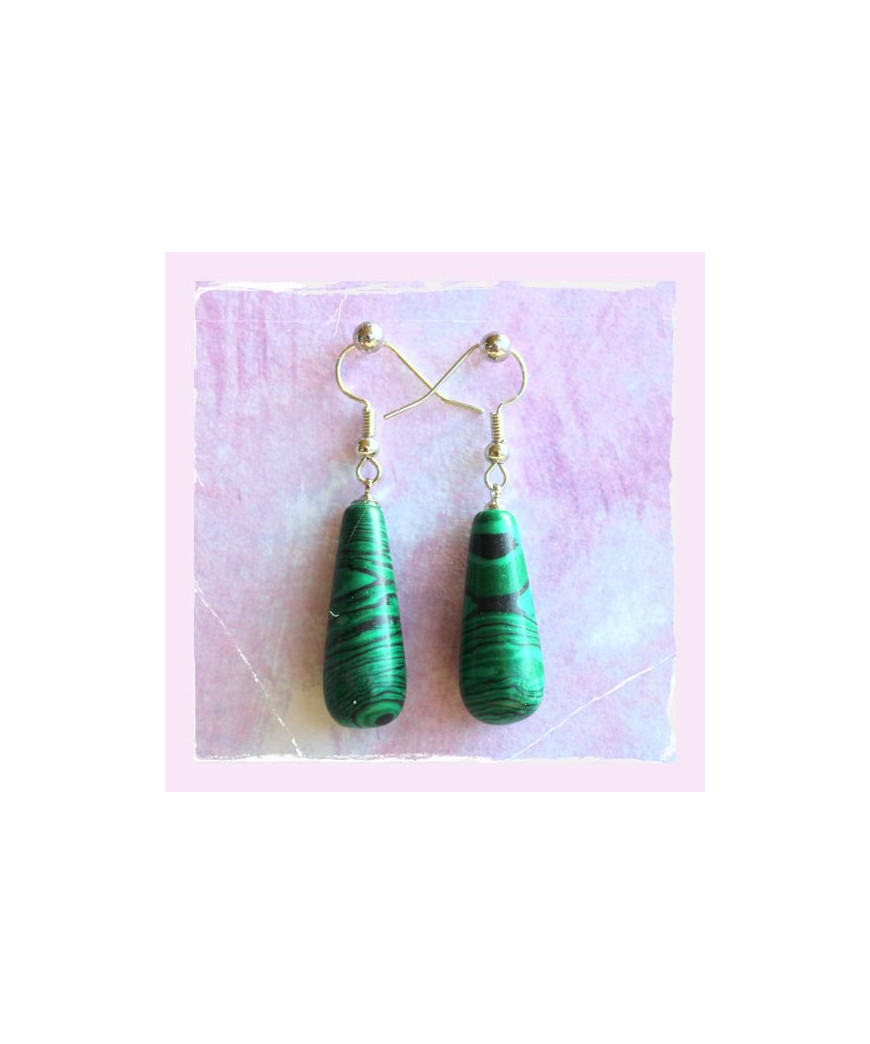 Boucles d'Oreilles Malachite