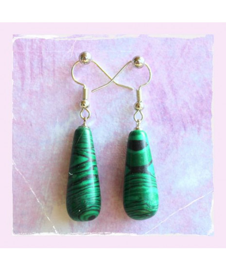 Boucles d'Oreilles Malachite