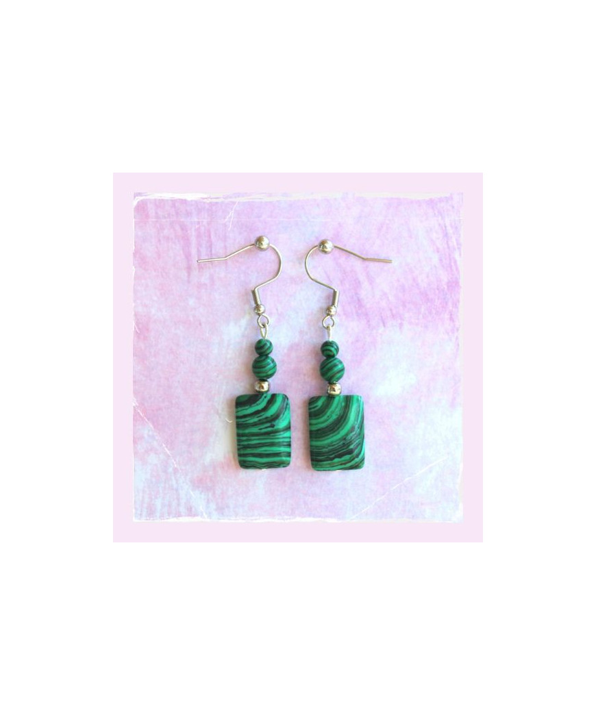 Boucles d'Oreilles Malachite