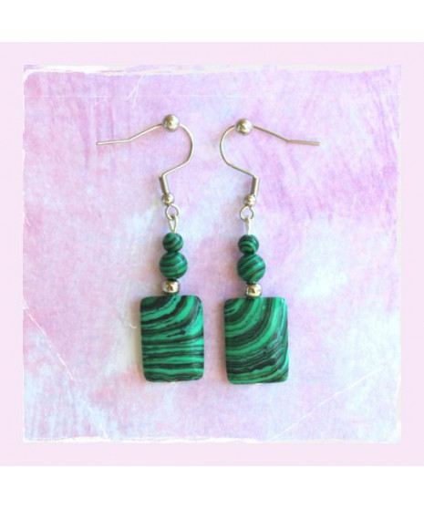 Boucles d'Oreilles Malachite
