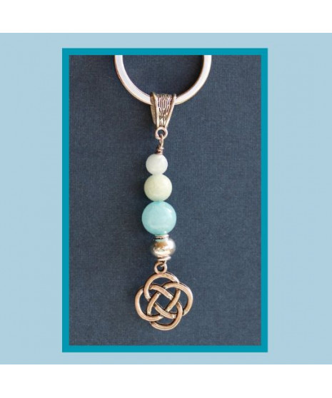 Porte-clefs celtique en Aigue-Marine