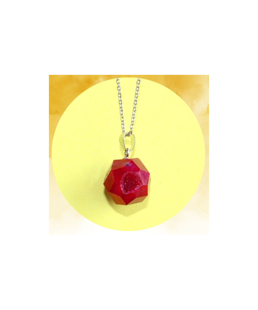 Pendentif Agate boule rouge