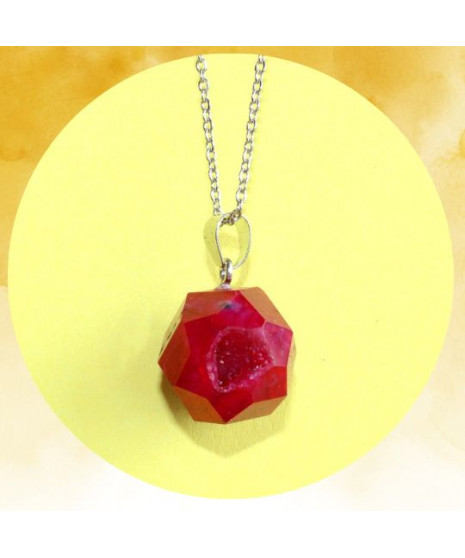 Pendentif Agate boule rouge