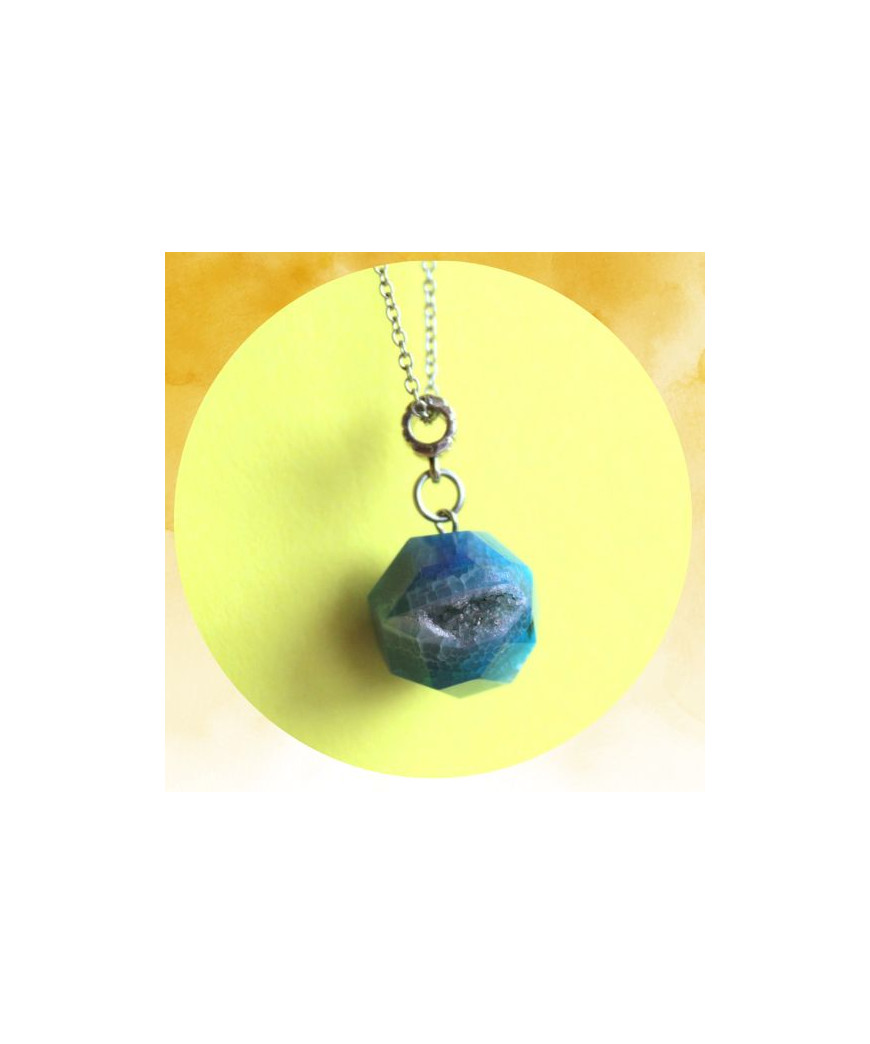 Pendentif Agate boule bleue