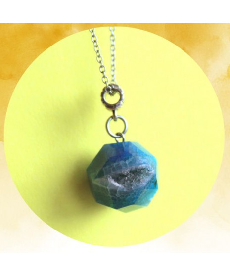 Pendentif Agate boule bleue