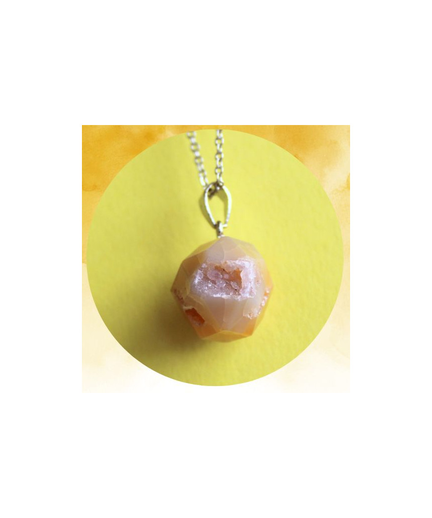 Pendentif Agate boule orange