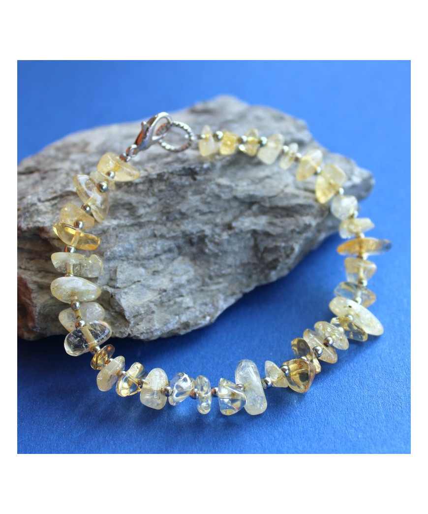 Bracelet Feuille Citrine en pierres irrégulières