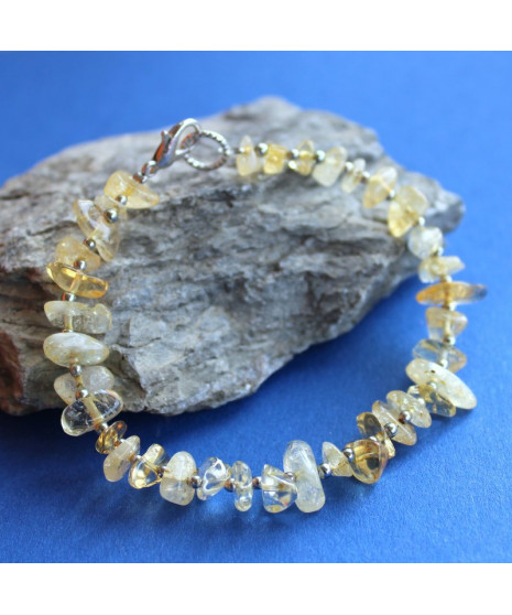 Bracelet Feuille Citrine en pierres irrégulières