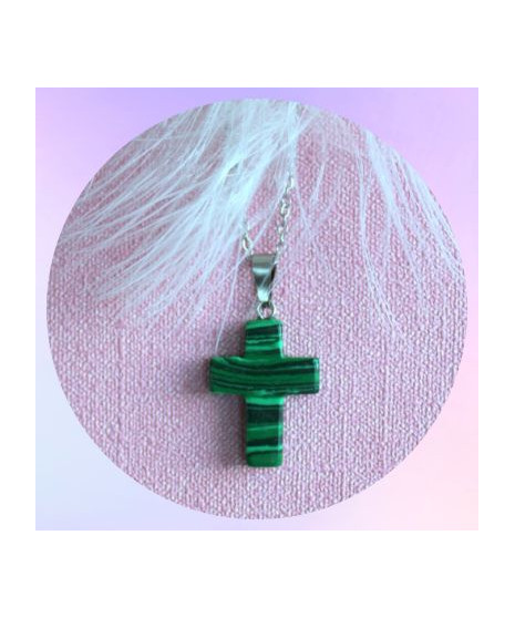Pendentif petite Croix en Malachite