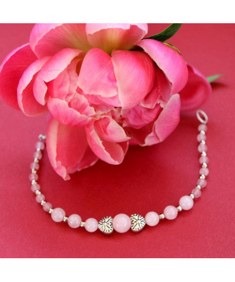 Bracelet Cœurs en Quartz rose