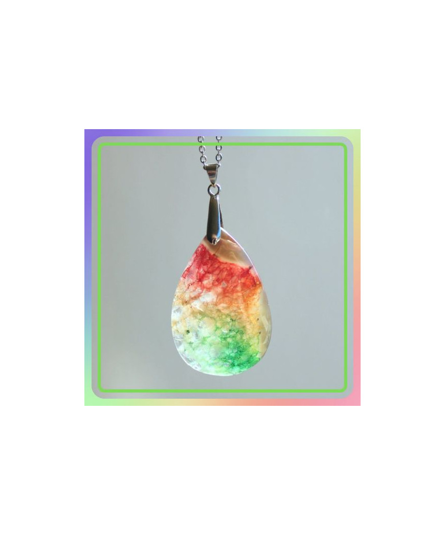 Pendentif Agate Arc En Ciel