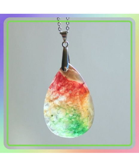 Pendentif Agate Arc En Ciel
