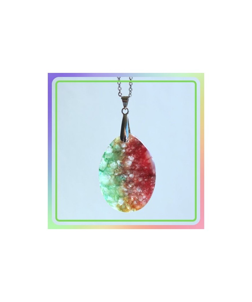 Pendentif Agate Arc En Ciel