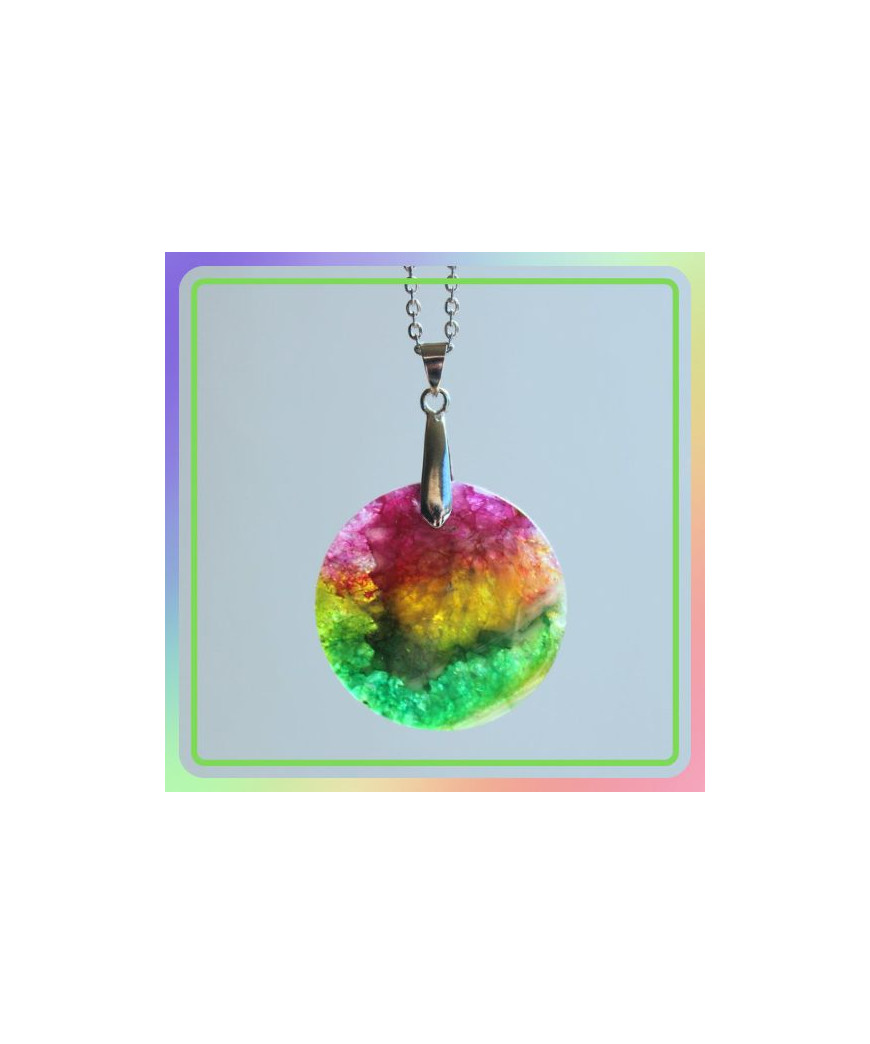 Pendentif Agate Arc En Ciel