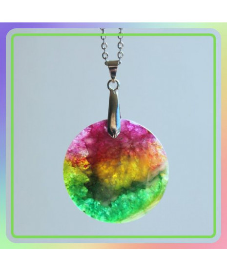 Pendentif Agate Arc En Ciel