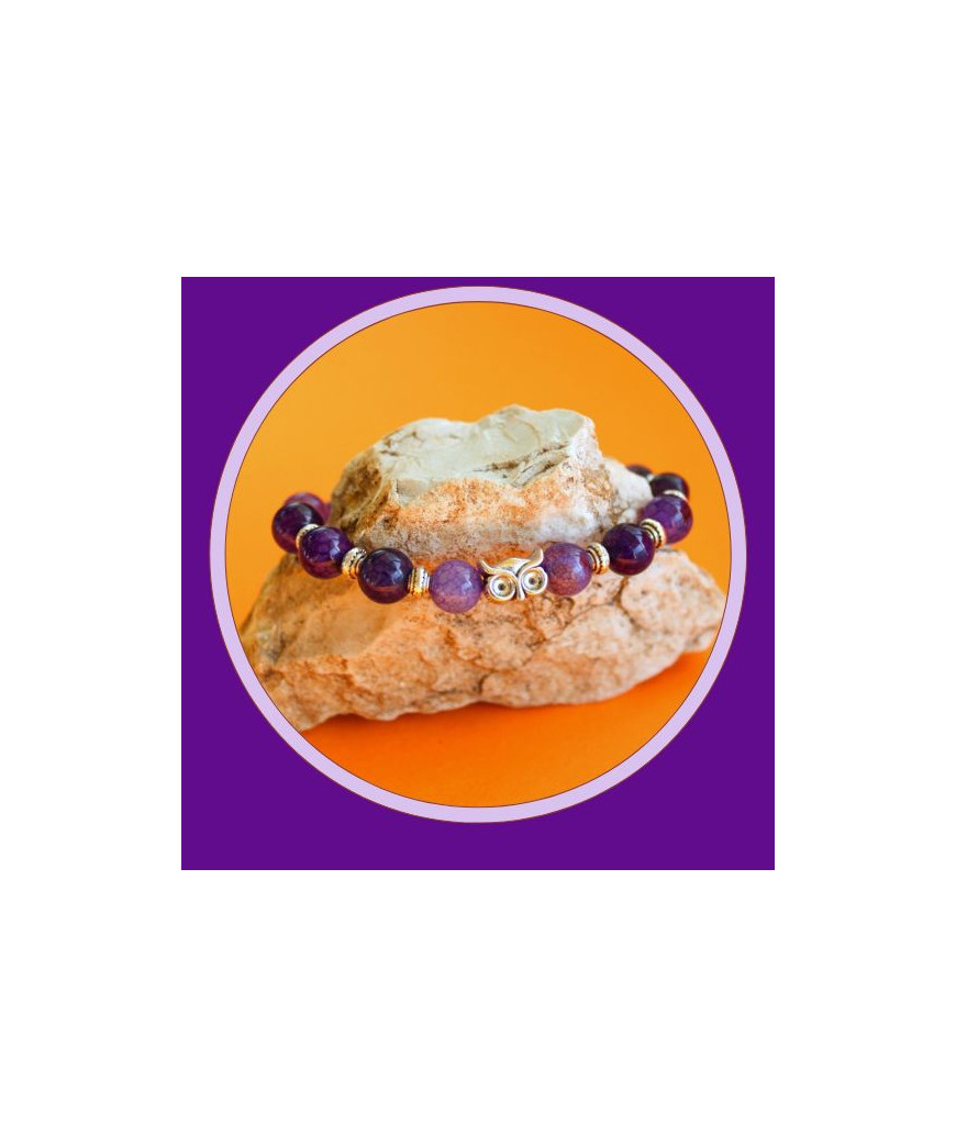 Bracelet Chouette en Agate violette