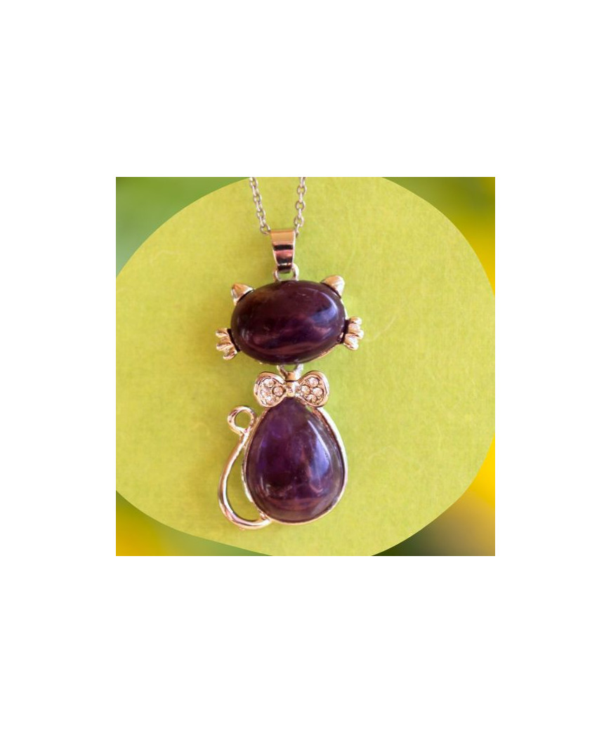 Pendentif Chat en Améthyste