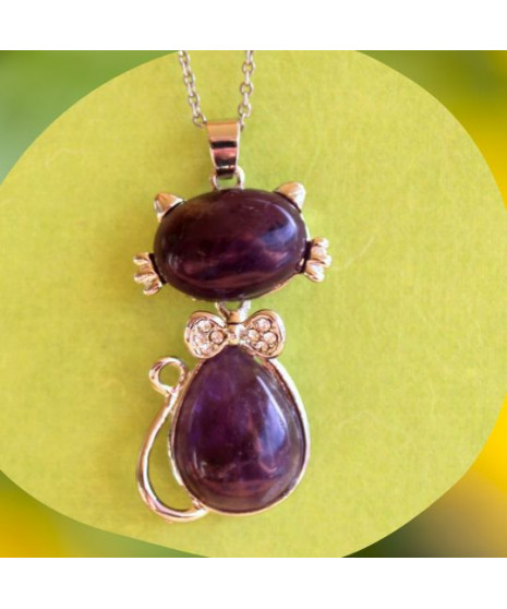 Pendentif Chat en Améthyste