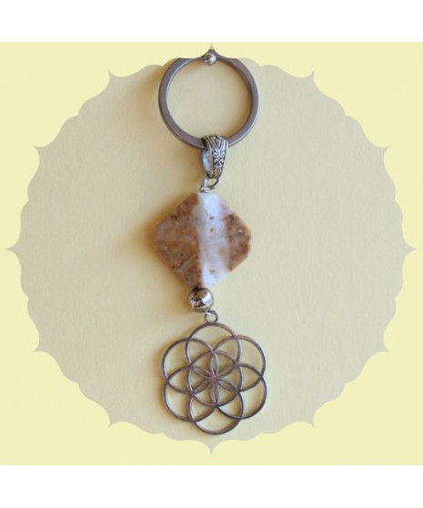 Porte-clefs Fleur de vie en Jaspe