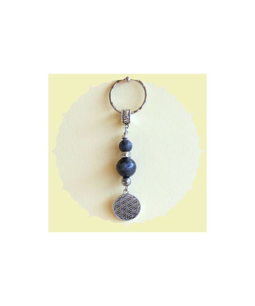 Porte-clefs Fleur de vie en Labradorite