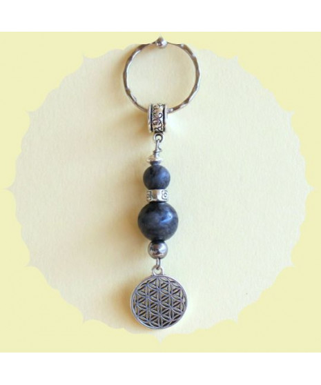 Porte-clefs Fleur de vie en Labradorite