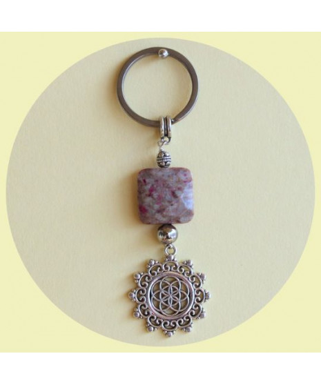 Porte-clefs Fleur de vie en Jaspe