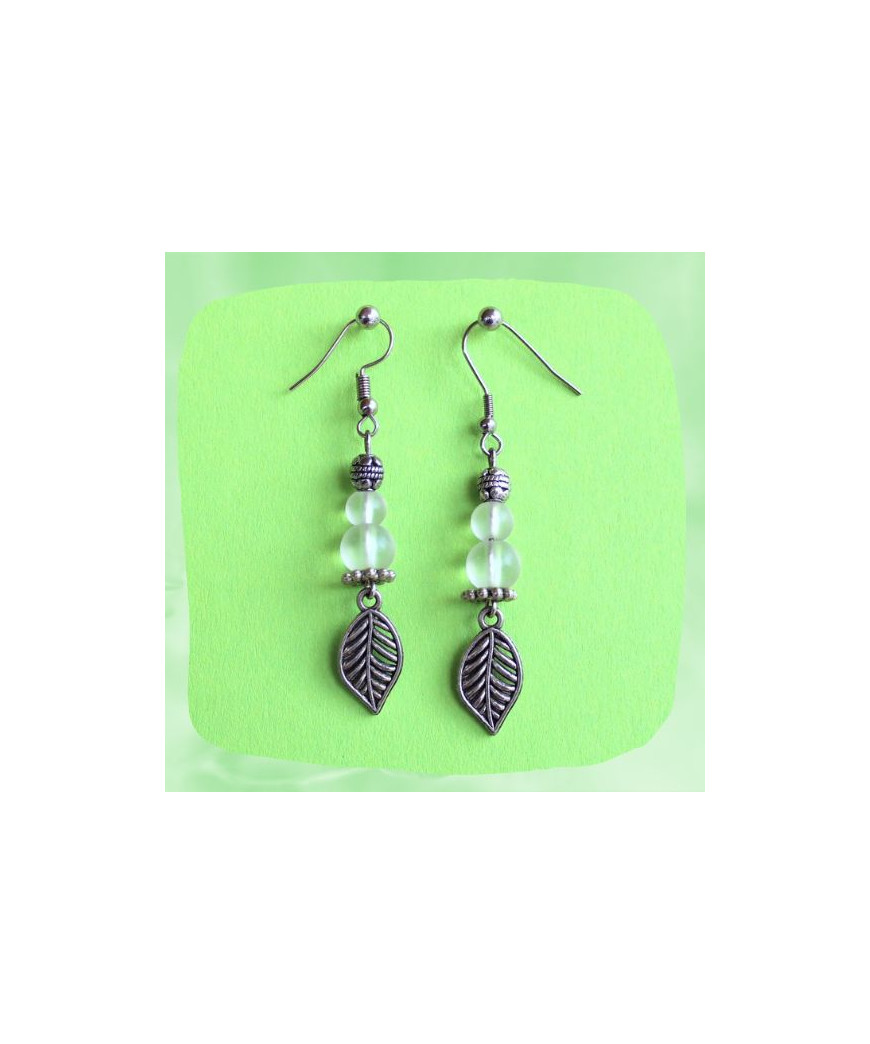 Boucles d'oreilles Feuilles en Cristal de roche