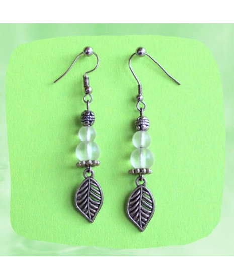 Boucles d'oreilles Feuilles en Cristal de roche