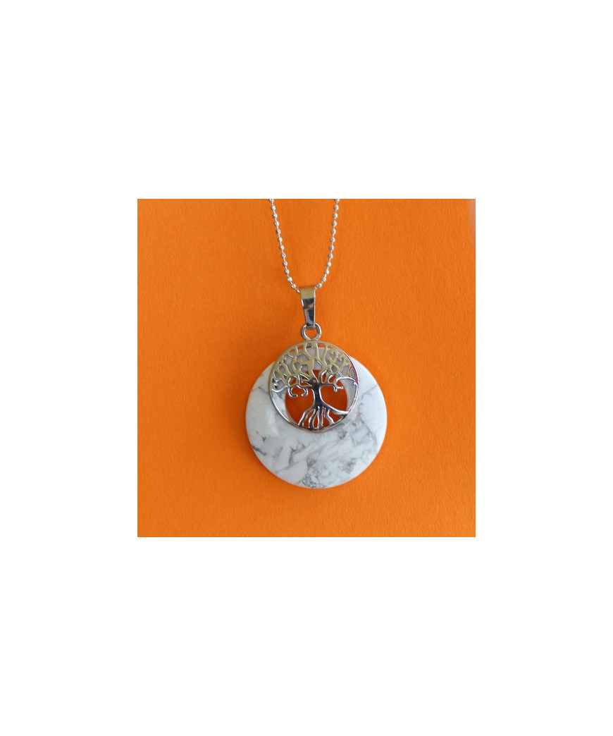 Pendentif Arbre de Vie blanc en Howlite