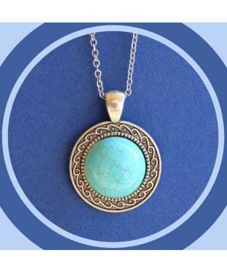 Pendentif cabochon en Turquoise