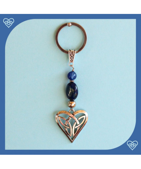 Porte-clefs celtique en Agate bleue