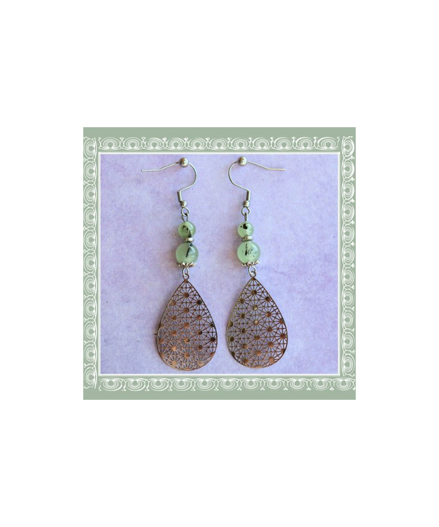 Boucles d'oreilles Filigrane en Préhnite