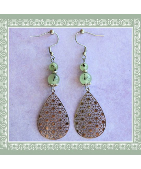 Boucles d'oreilles Filigrane en Préhnite