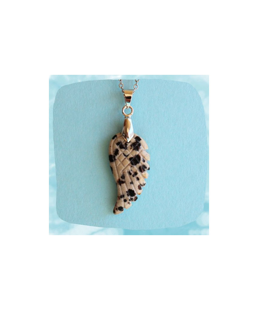 Pendentif Aile d'Ange en Jaspe dalmatien