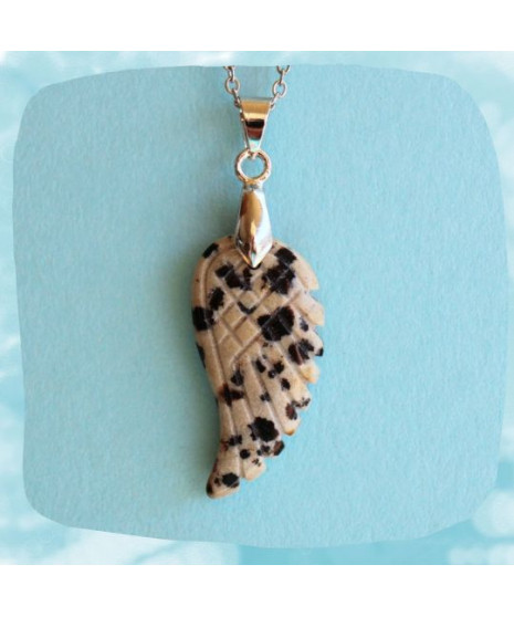 Pendentif Aile d'Ange en Jaspe dalmatien