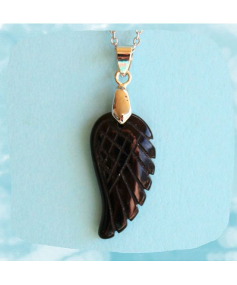 Pendentif Aile d'Ange en Agate noire