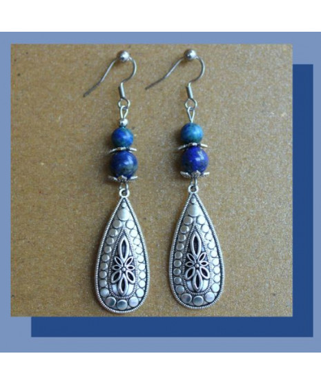 Boucles d'oreilles Azurite
