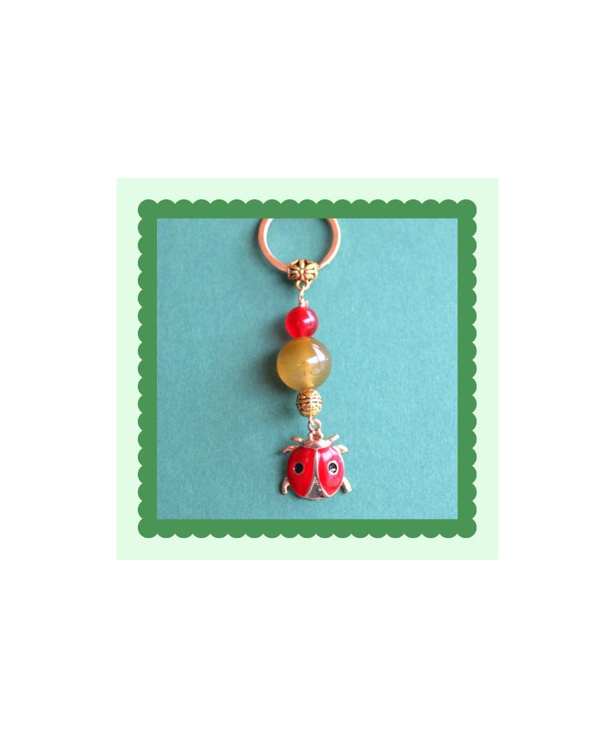 Porte-clefs Coccinelle en Agate