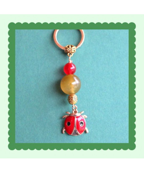 Porte-clefs Coccinelle en Agate