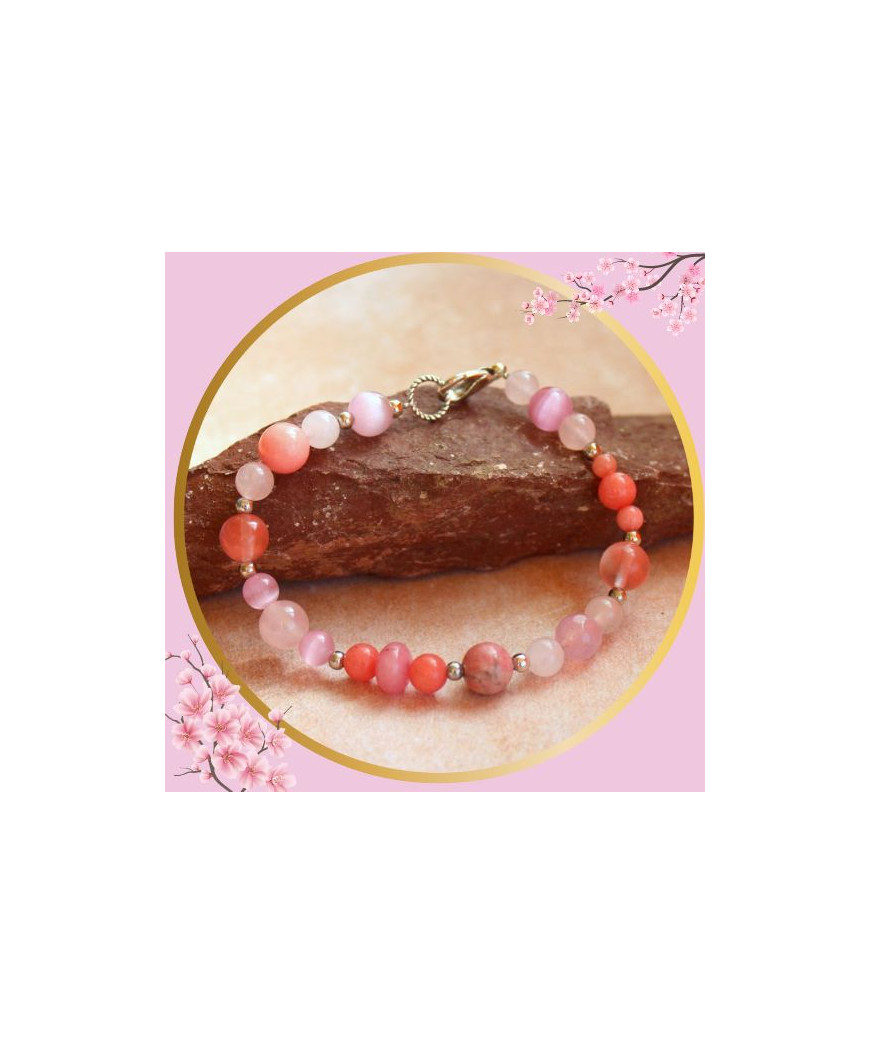 Bracelet en pierres roses