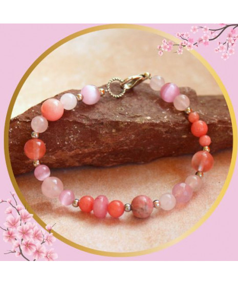 Bracelet en pierres roses