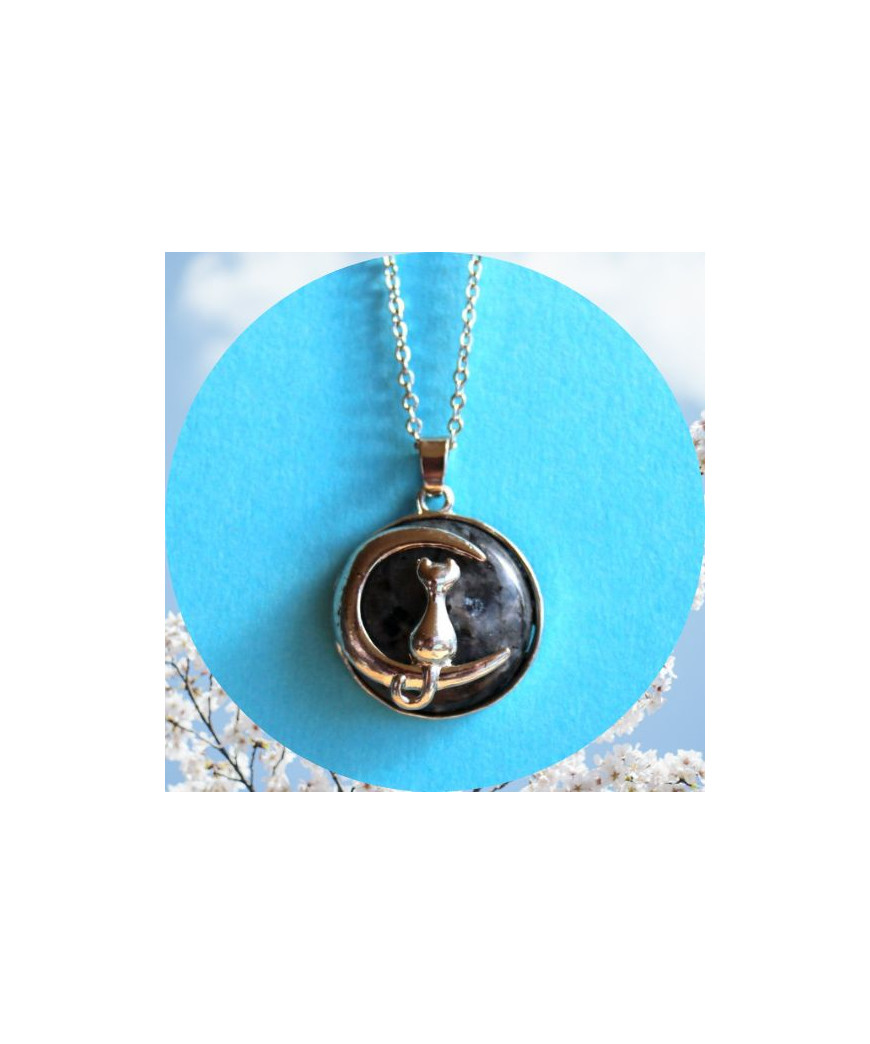 Pendentif Chat en Labradorite