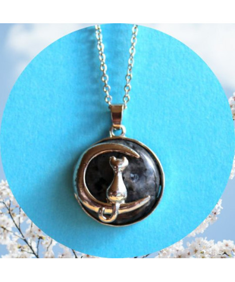 Pendentif Chat en Labradorite