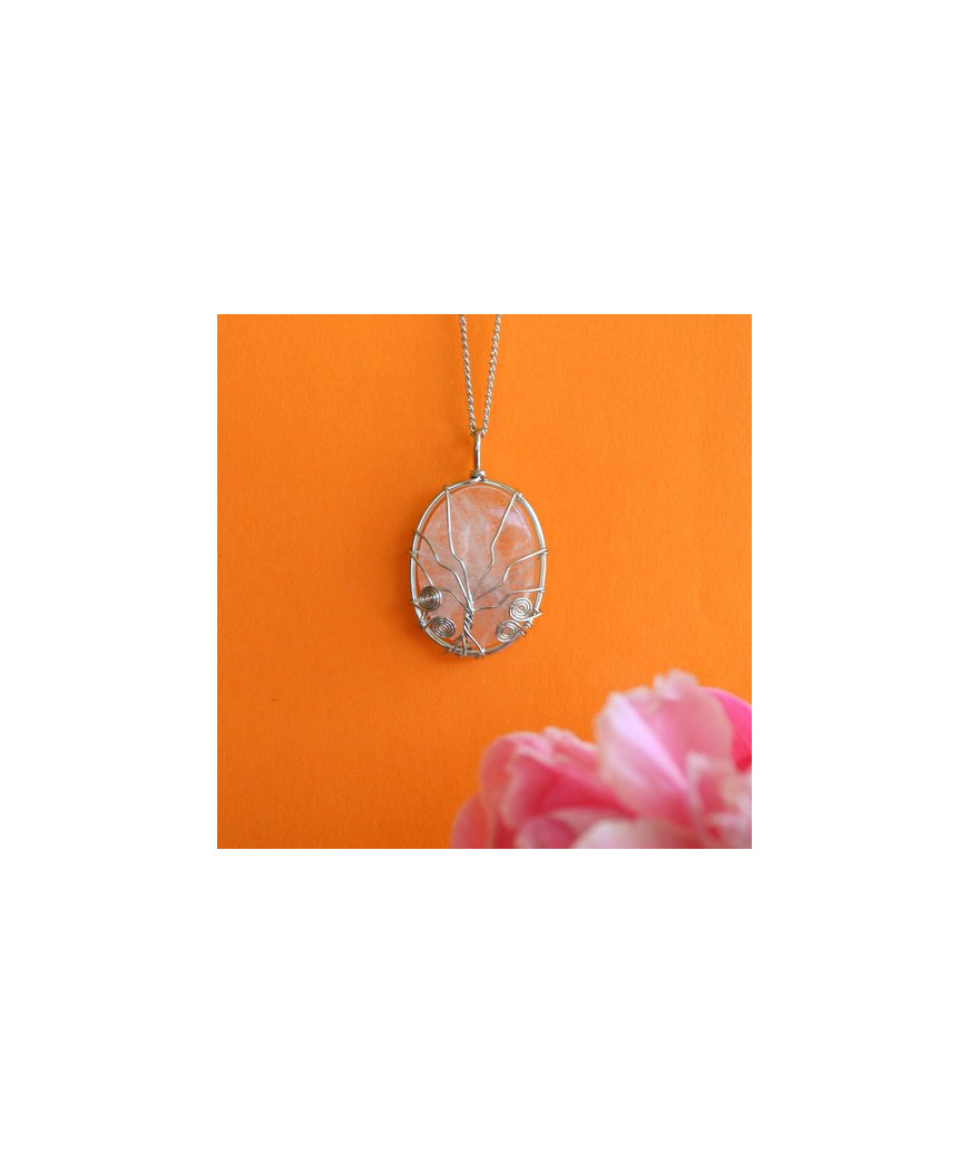 Pendentif Arbre de Vie blanc en Cristal de roche