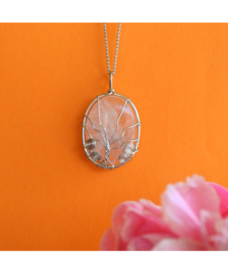 Pendentif Arbre de Vie blanc en Cristal de roche