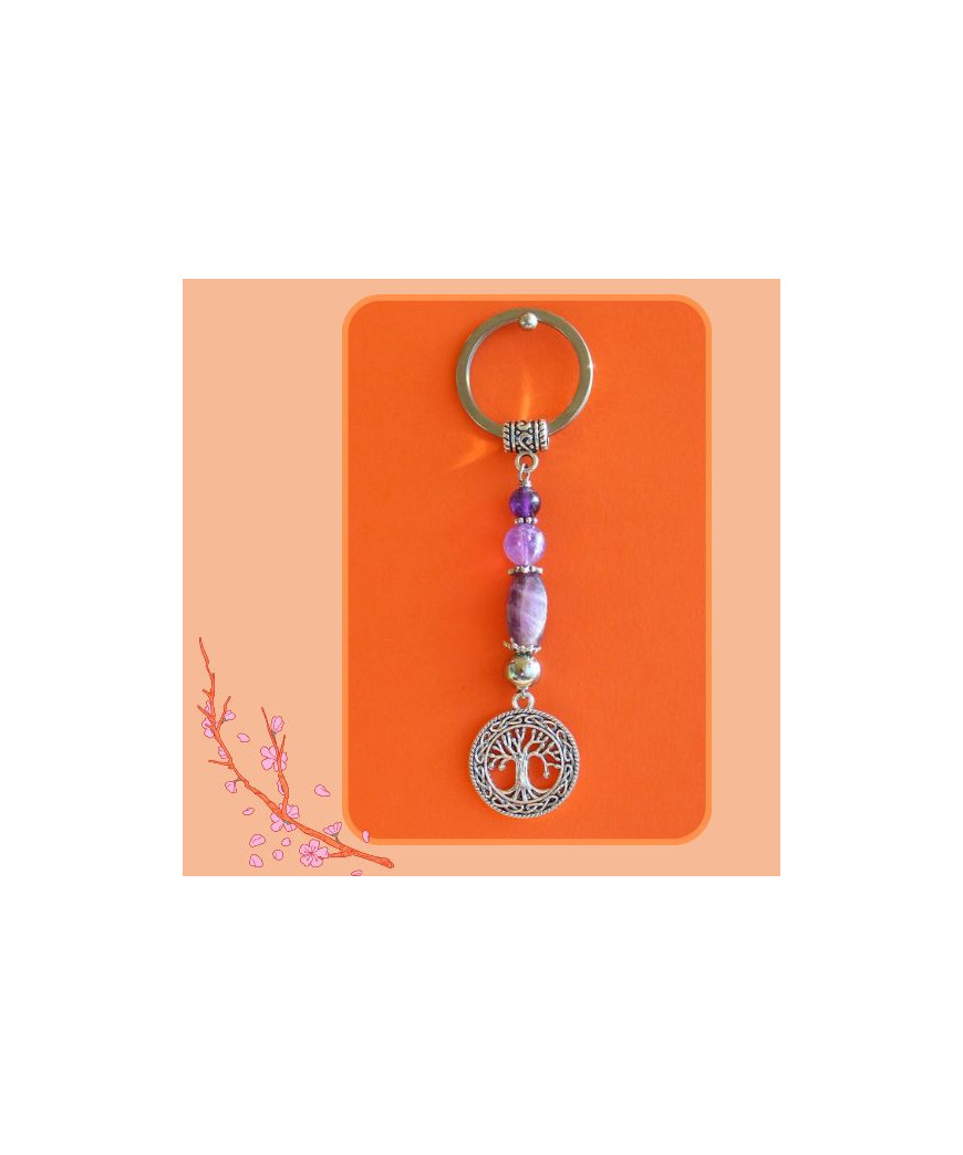 Porte-clefs  Arbre de vie en Améthyste