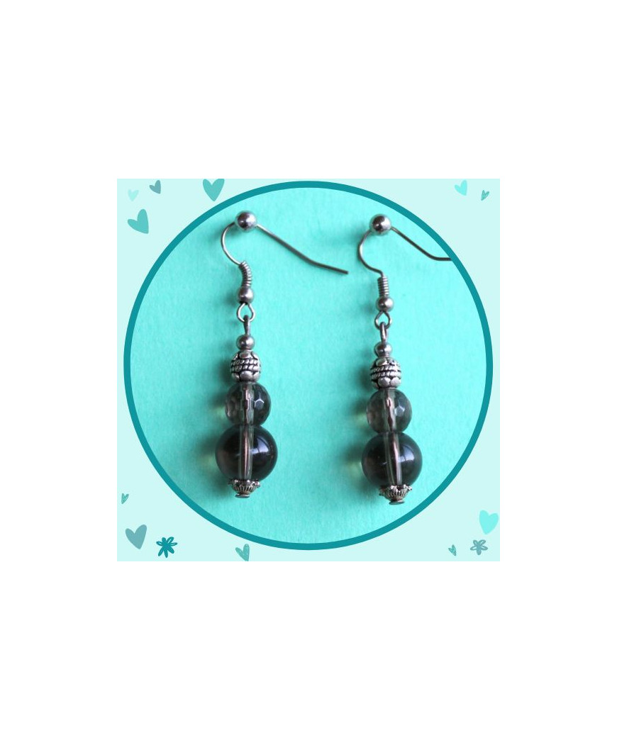 Boucles d'oreilles en Quartz fumé