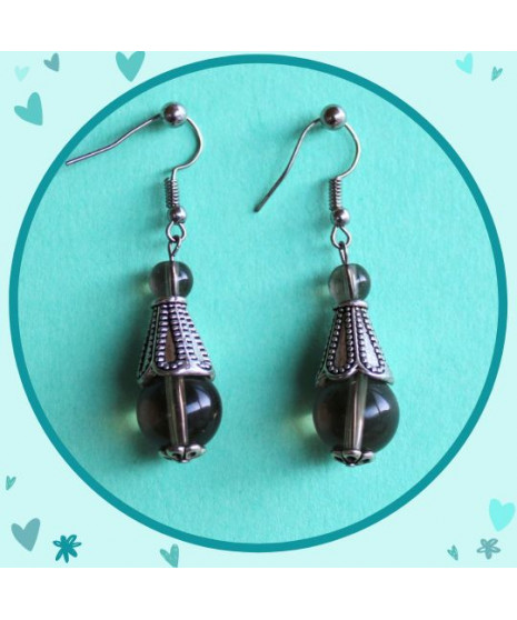 Boucles d'oreilles en Quartz fumé